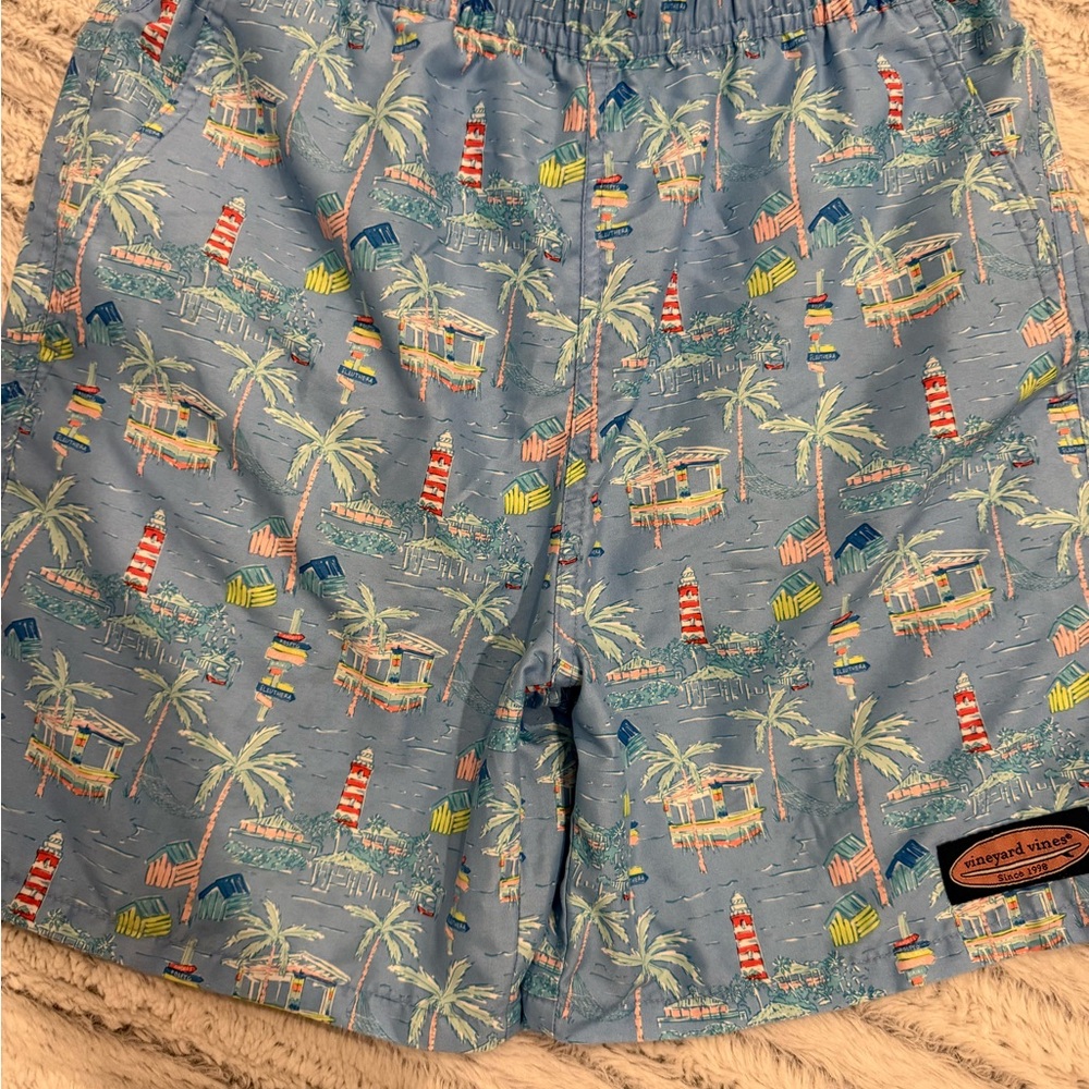 Vineyard Vines Blue Tropical Print Boys Swim Shorts